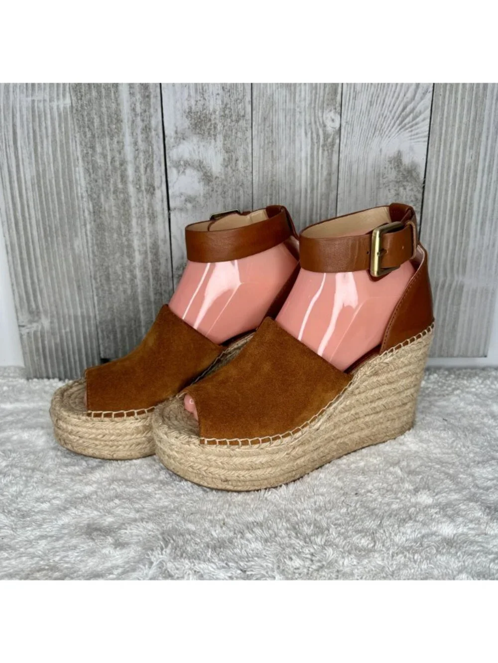 Marc Fisher Suede Platform Espadrille Sandals Size 7.5 M